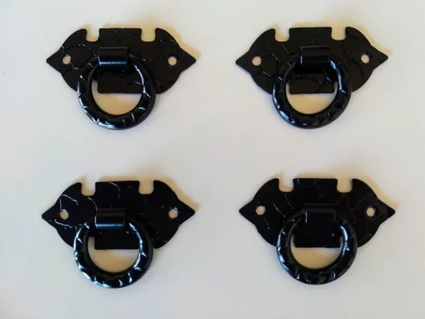 4 Tiradores Manija Horizontal Con Argolla En Negro 6,5cm